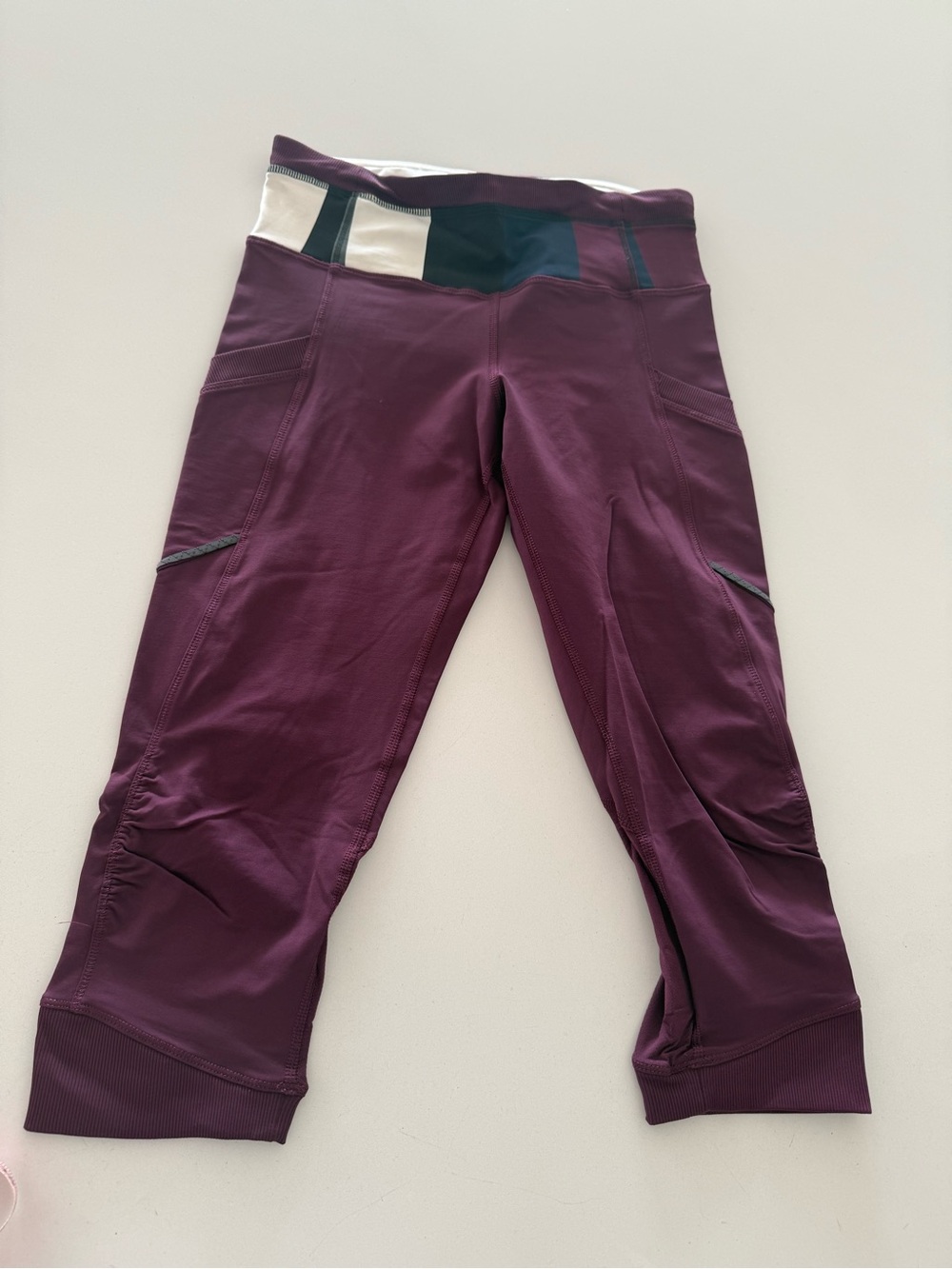 lululemon athletica Y2K Wine/Purple Capris with Contrast Waistband